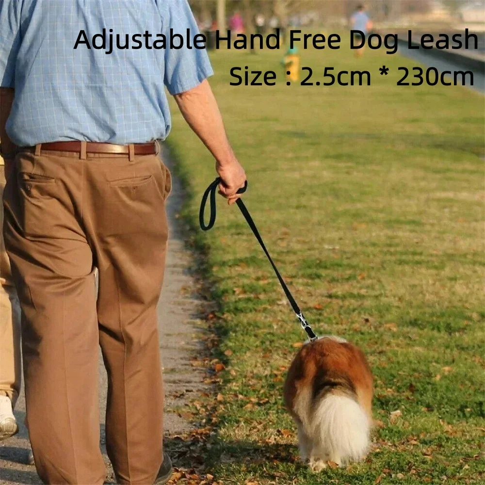 Freihändige Hundeleine, verstellbare Doppelleine, 230 cm, Nylon, multifunktionale Leine zum Gehen und Laufen für 2 Hunde, Haustierzubehör