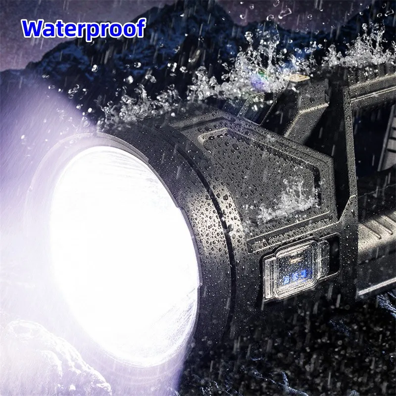 High Lumens LED Rechargeable Flashlight 10000LM Portable Handheld Spotlight USB Solar Power Camping Lantern with Power Bank