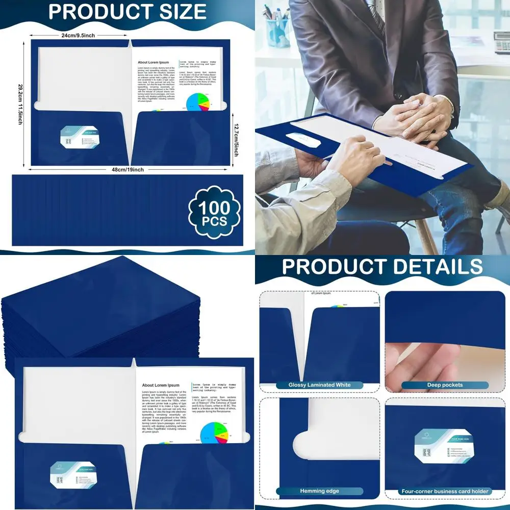 مجلدات ورقية لامعة، 100 عبوة، 2 جيوب، حجم الرسالة، منافذ عرض اليوم الأول من المدرسة، العودة بالجملة إلى المدرسة