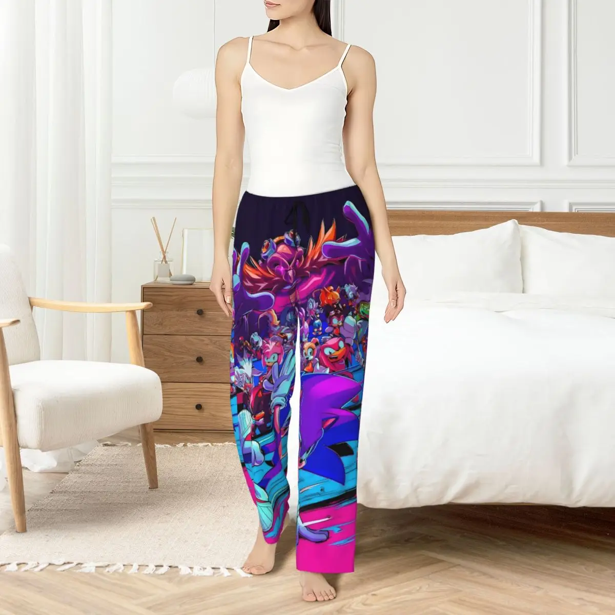 مخصص سونيس بيجامة السراويل النسائية القنفذ لعبة ملابس خاصة صالة النوم قيعان تمتد مع جيوب