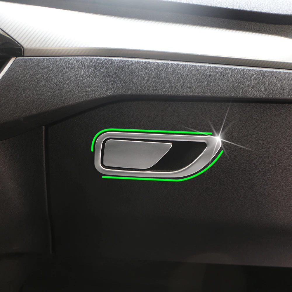 2pcs/set Stainless Steel Gloves Box Handle Buckle Cover  For Ford Focus 4 MK4 2019-2023 LHD Copilot Glove Storage Trim Sticker
