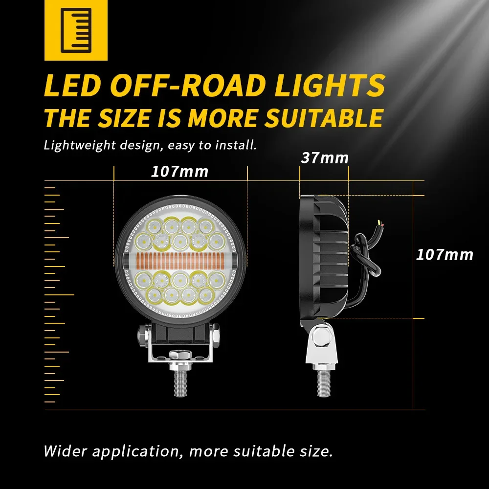 Car LED working light 4-inch round net searchlight A-pillar off-road roof spotlight with DRL