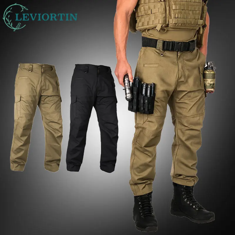 Men's Stretch Tactical Cargo Pants Abrasion Resistant Ripstop Outdoor Hiking Mountaineering Trousers Man Multi Pocket Work Pants