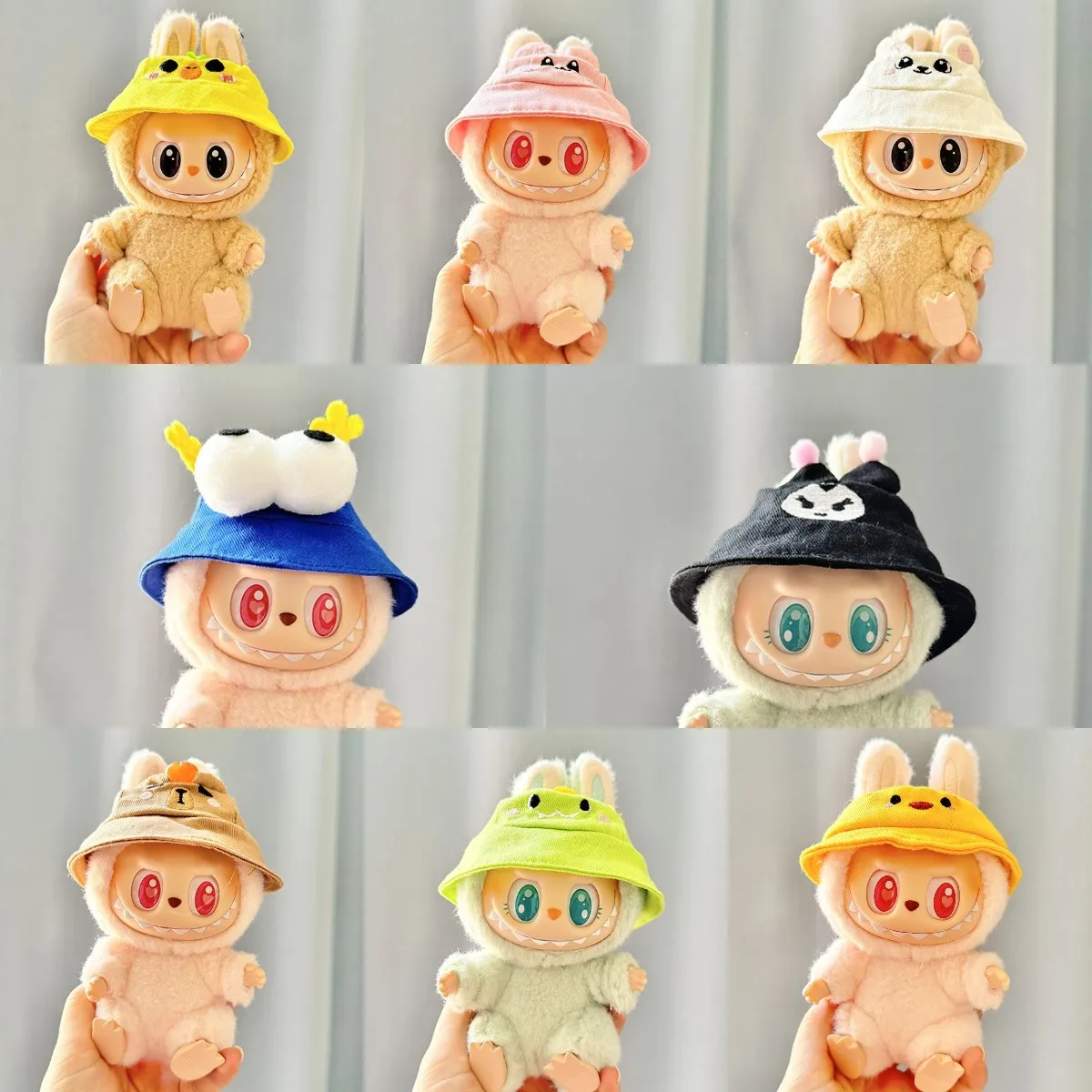 

8 Styles 17cm Mini Plush Doll'S Clothes Labubu I II Idol Dolls Sitting Party Cute Hat Accessories For Korea Kpop Exo