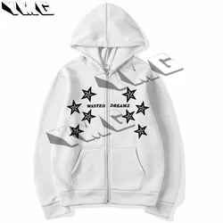 Y2K Thick Zipper Super Large Hoodie Coat Hip Hop Street Wear Women's Cotton Sportswear Star Printed Gothic Harajuku Jacket Emo