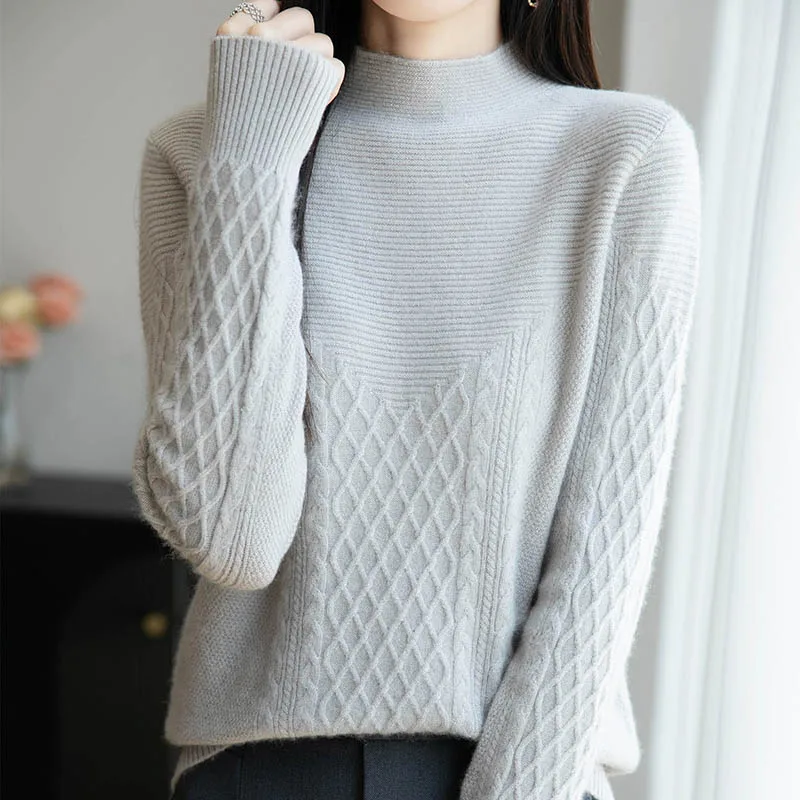 

Women's Sweater O-neck 100% Merino Wool Knitwear Cashmere Pullover Autumn Winter Long Sleeve Grace Solid Comfortable Clothes Top