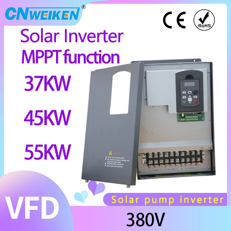 New arrived VFD 37KW/45KW/55KW 380V 3 phase output DC input 400V-700V Variable Frequency Drive Motor Speed Control Inverter