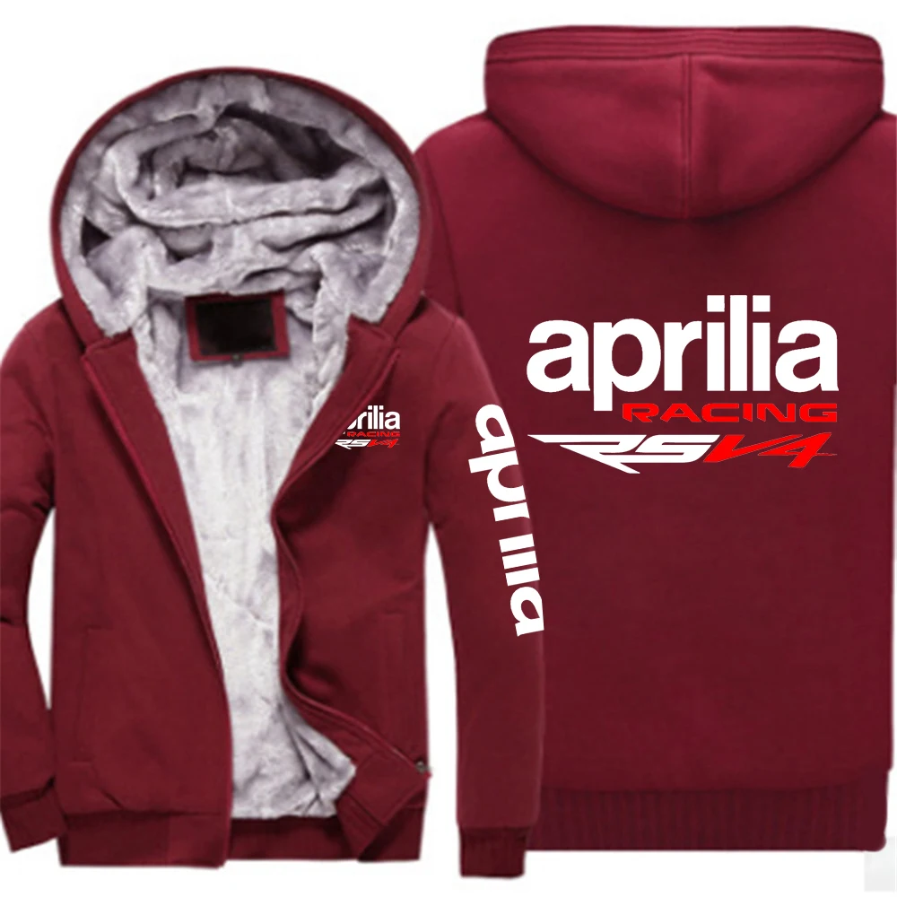 Aprilia Racing RSV4 New Men's Hoodies Jacket Winter Thick Warm Fleece Zipper Hoodies Coat Casual Tracksuit Sportwear Sweatshirts