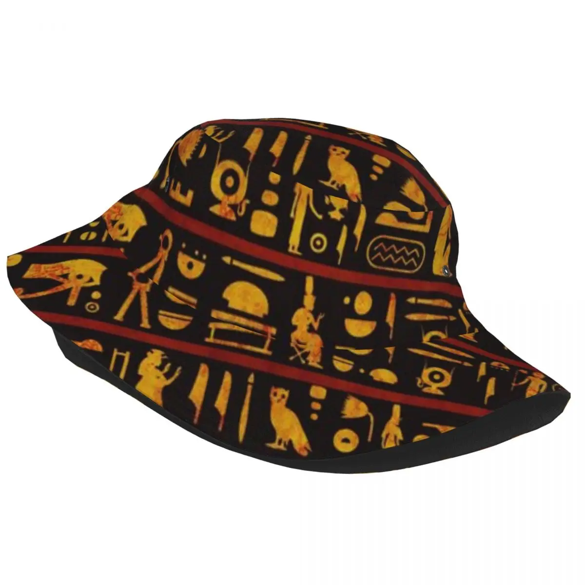 Bucket Hat Fisherman Cap For Women Men Gorras Summer Ancient Egyptian Hieroglyphs