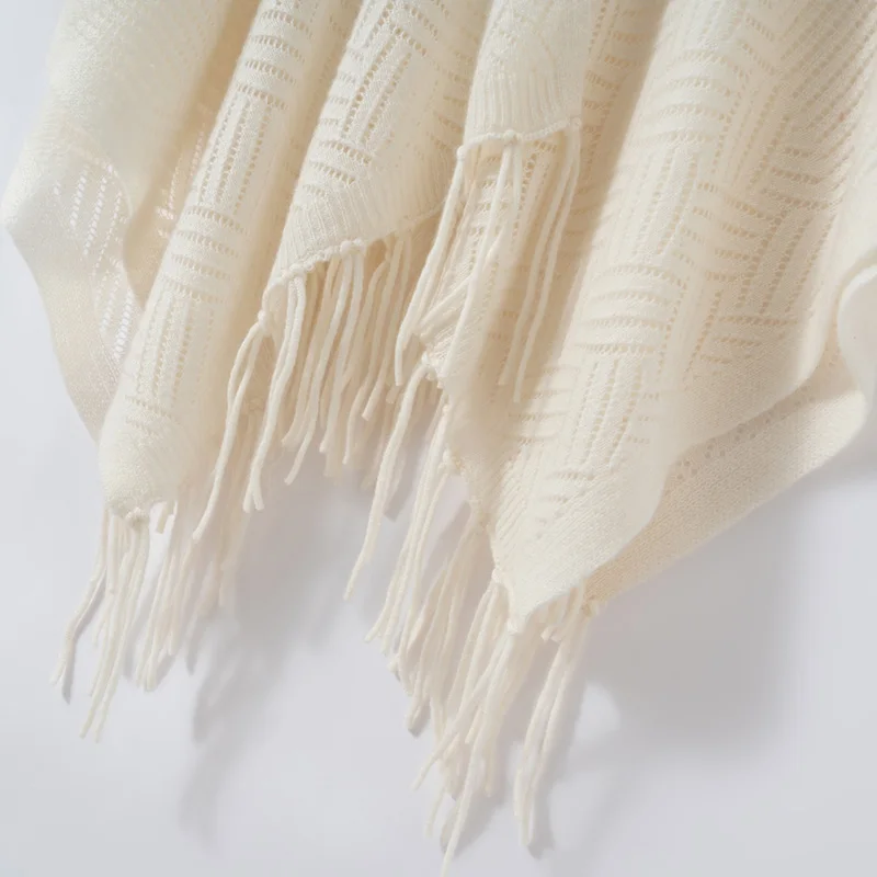 

ADDONEE женские 100% кашемировые шали с полыми кисточками, дизайнерская накидка, осень-зима, высококачественная кашемировая вязаная шаль, новая мода