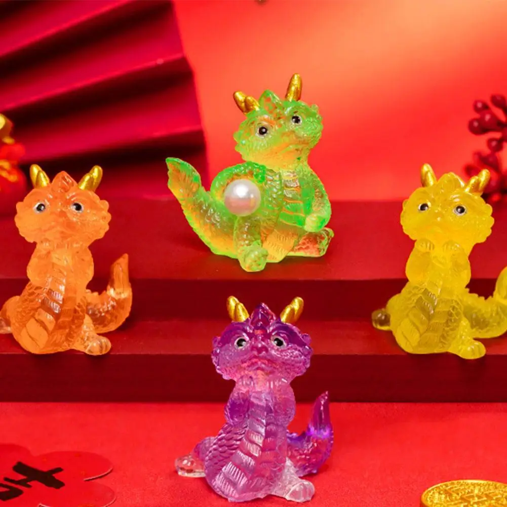 Mini estatuilla luminosa de dragón del zodiaco, adorno de simulación, micropaisaje, Interior del coche, decoración de escritorio para el hogar