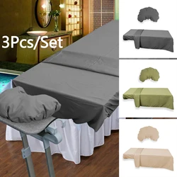 3Pcs Bed Sheet Spa Massage Breathable Solid Bed Cover Set Chemical Fibre Massage Bed Sheets Massage Table Blankets for Business