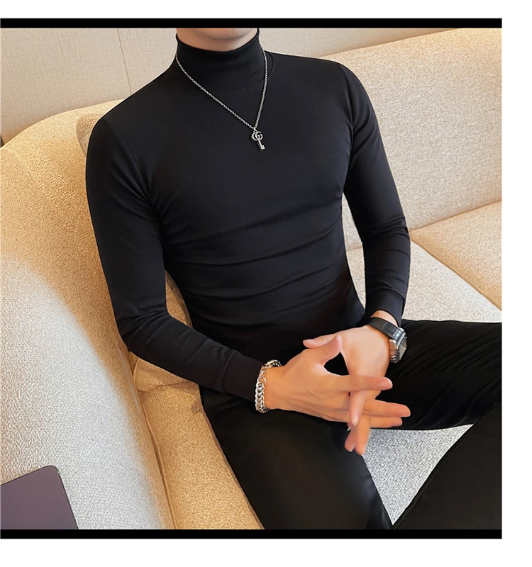 2026 Herren Thermounterwäsche Rollkragen-Hemd mit Revers, dünnes Modal-Herbst- und Winter-Langarm-Unterhemd, einlagiges Slim-Fit-Oberteil – Detail 6