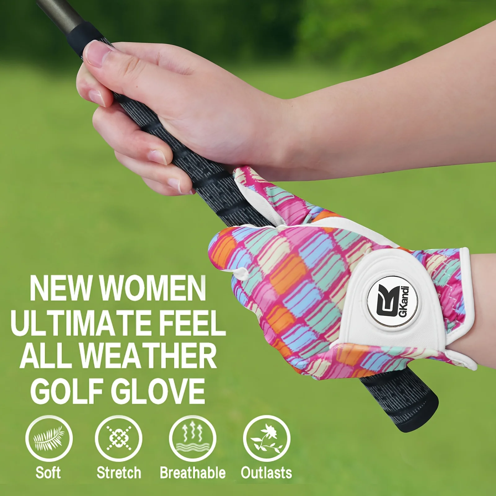 

Golf Gloves Ladies Left Hand Leather with Ball Marker Value 1 Piece Coloured Gloves Ladies Right Hand Golfers All Weather Grip