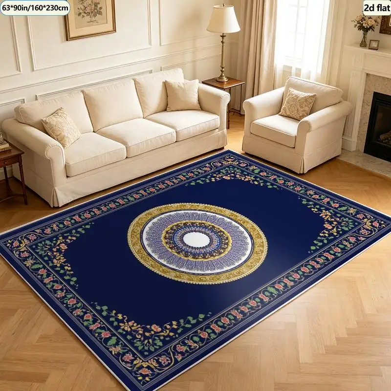 1 piece ornate traditional oriental-style carpet, soft and comfortable, suitable for all seasons, lightweight and easy to maintain, ideal for living room, bedroom, dining room decor, home decor for winter and autumn