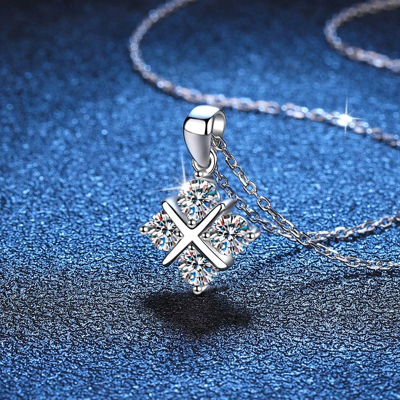 Tezzc Moissanite Jewelry Sets For Women S925 Sterling Silver with Certificates Diamond Pendant Necklace Earring Wedding Jewelry
