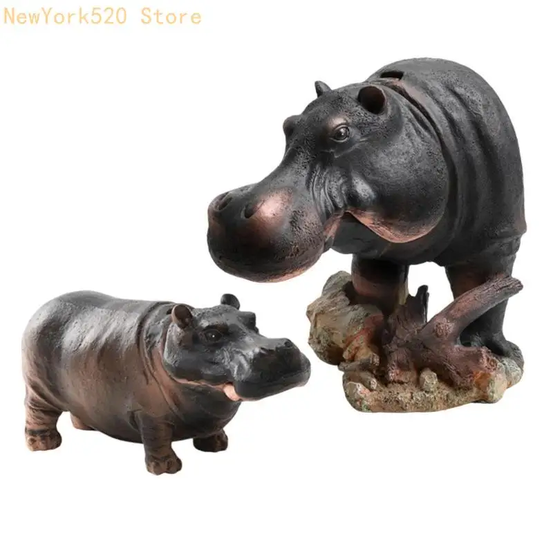 N84C Paisagem Realista Decoração Hippos Aquários resinas Bubbler tanques peixes animais para facilitar a instalação