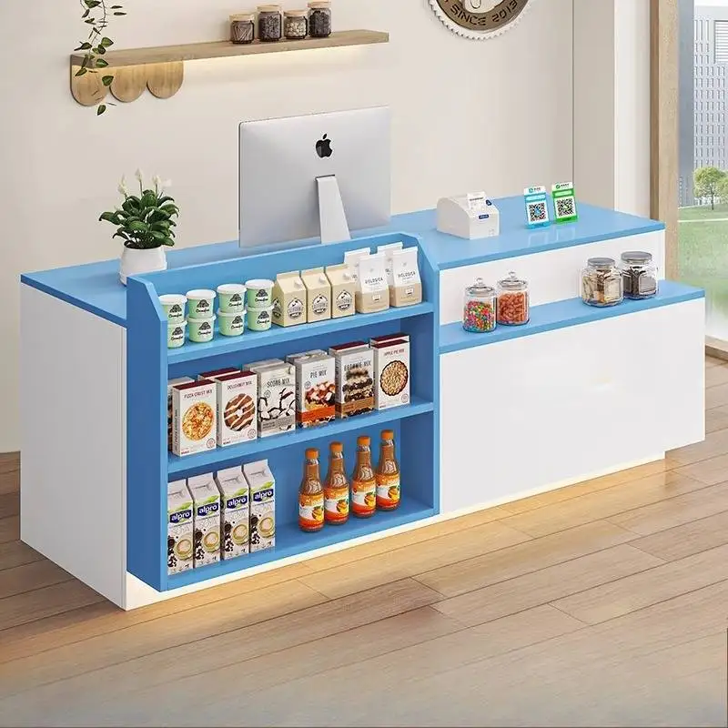 

Blue Orange Reception Desks Storage Checkout Corner Solid Wood Reception Desks White Luxury Mostrador Recepcion Office Furniture