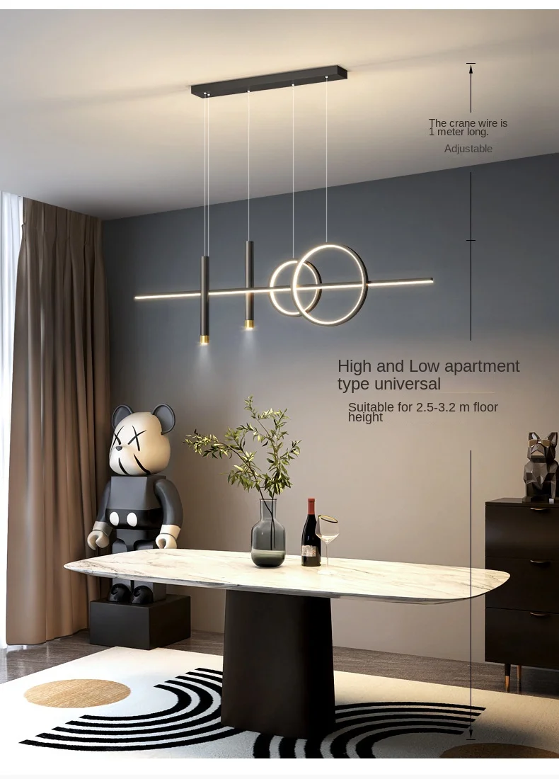 Restaurant Lichter nordischen Kronleuchter Licht Luxus minimalist ischen Esstische Barth eke Designer minimalist ische Streifen beleuchtung – Detail 2