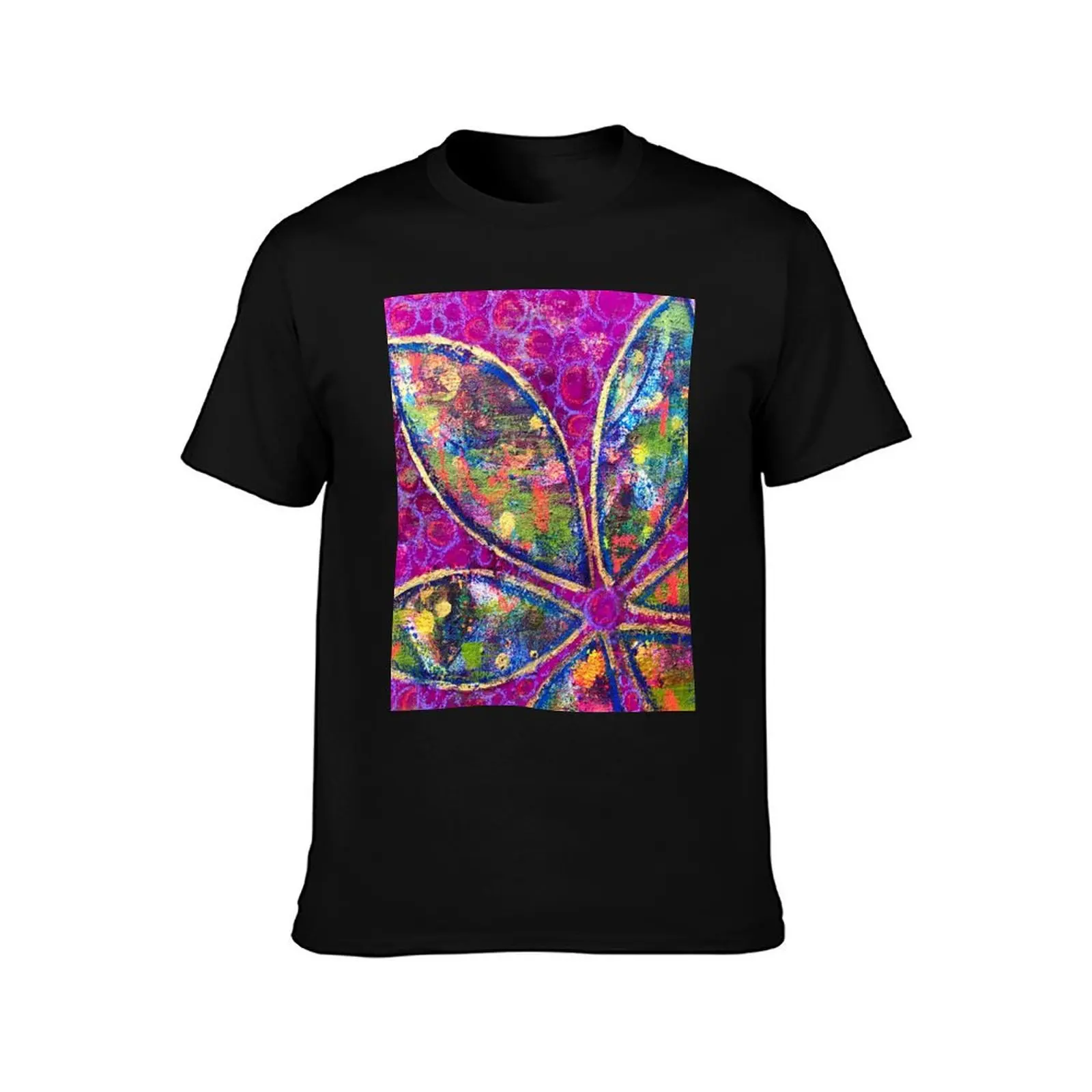 Time to Bloom - an Ahahata Codes infused intuitive painting T-Shirt Large Size Basic Casual T-Shirt
