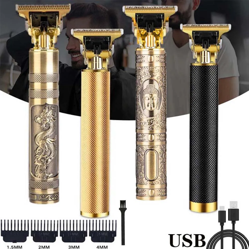 Usb recarregável máquina de cortar cabelo barbeiro profissional aparador de cabelo elétrico barbeador aparador barba 0mm máquina de corte de cabelo para homem