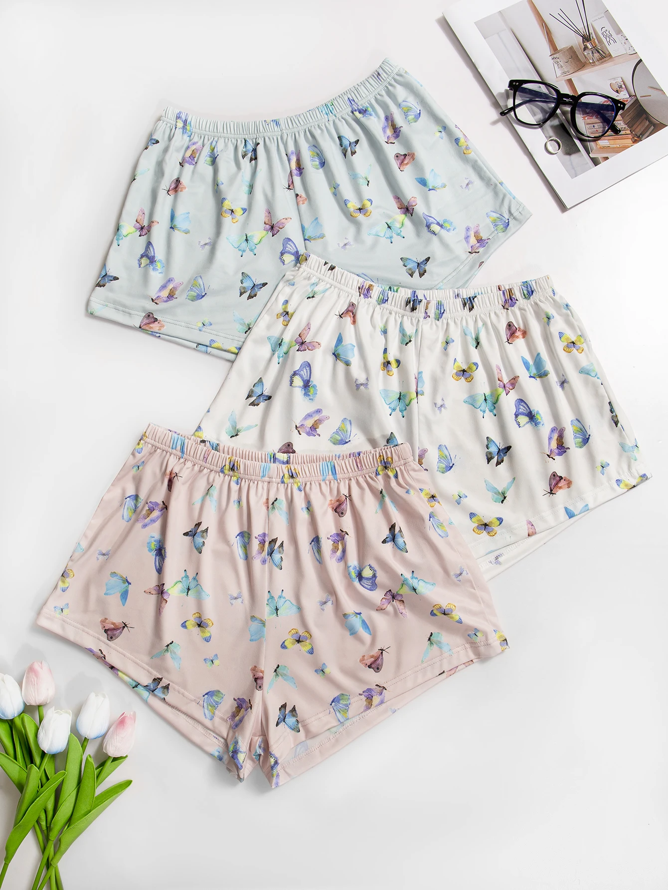 Women Pajama Shorts Allover Prints Butterfly