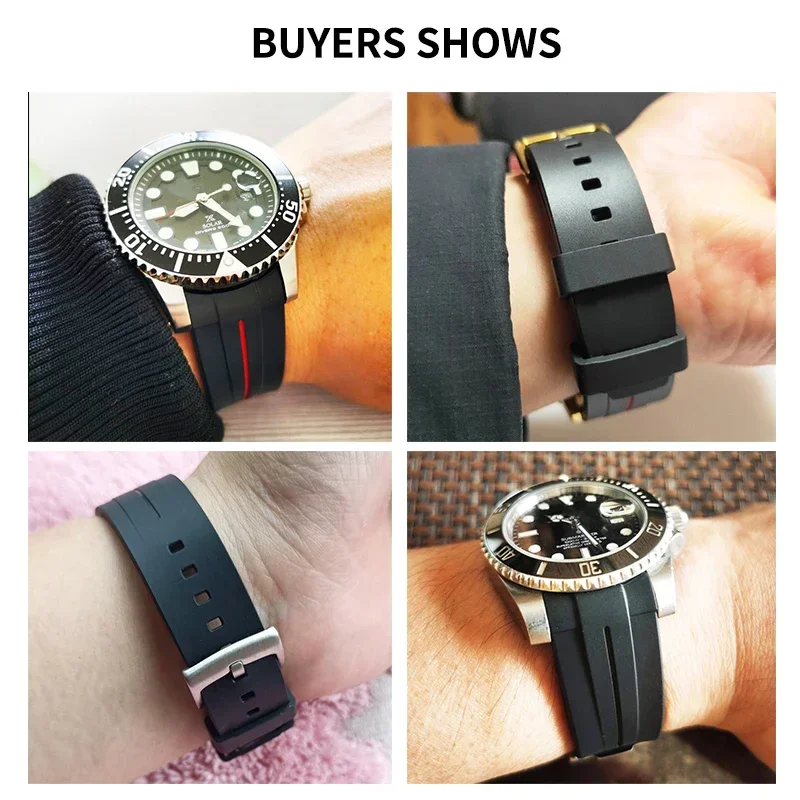 Jam tangan lembut untuk Rolex Black Green Water Ghost King Omega Haima 300 Tissot Le Locle ganti karet asli nyaman