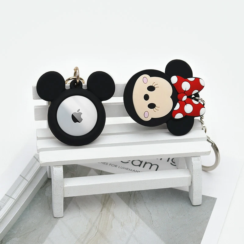 Disney AirTags Silicone Protective Case Anime Mickey Minnie Keychain Apple Tracker Locator Protector Cover Anti-scratch Lovers