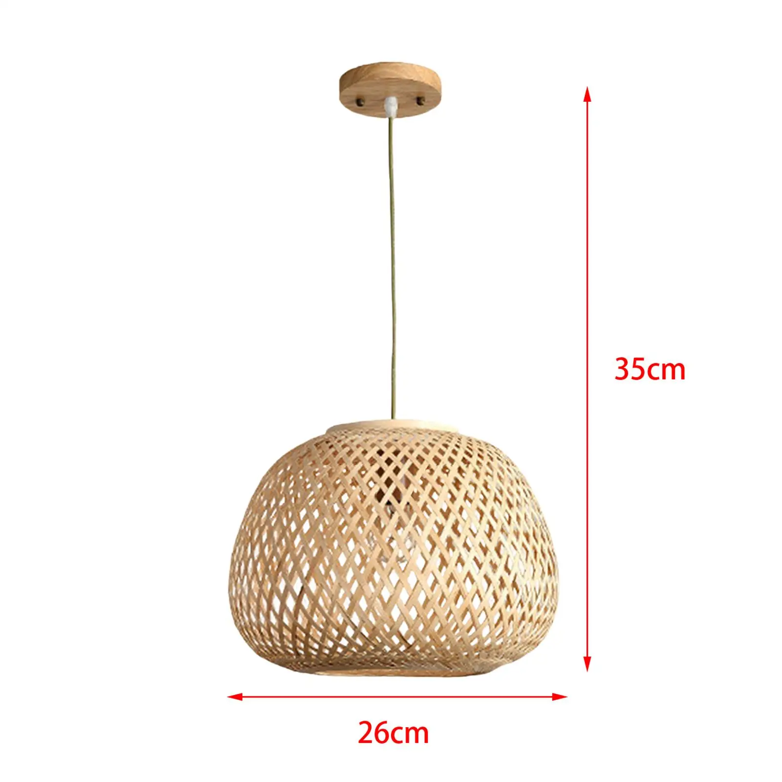 Rustic Style Hand Woven Pendant Lamp Bamboo Lampshade for Kitchen Decoration
