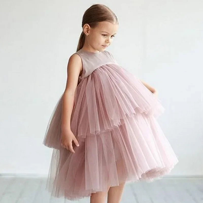 Children Luxury Party Formal Dress for Wedding Birthday Kids Christmas Ceremonies Dresses for Girls Lace Tutu Flower Girls Dress