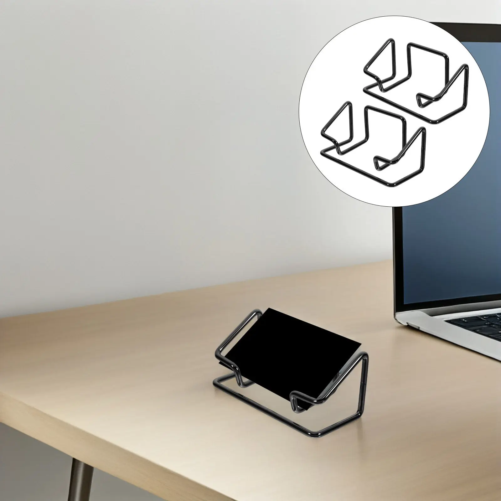 2Pcs Metal Desktop Business Card Holder Cast Iron Organizer Stand Office Desk Storage Display Rack Name Card Holder