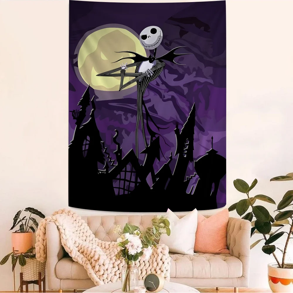 

The Nightmare Before Christmas Cartoon Tapestry Art Science Fiction Room Home Decor Wall Hanging Home Decor