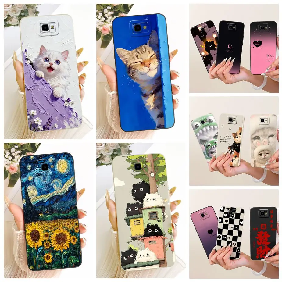 For Samsung Galaxy J7 Prime Case SM-G610F Cute Cat Fashion Cartoon Cover Soft TPU Phone Case For Samsung J7 Prime J7Prime 2 Bags