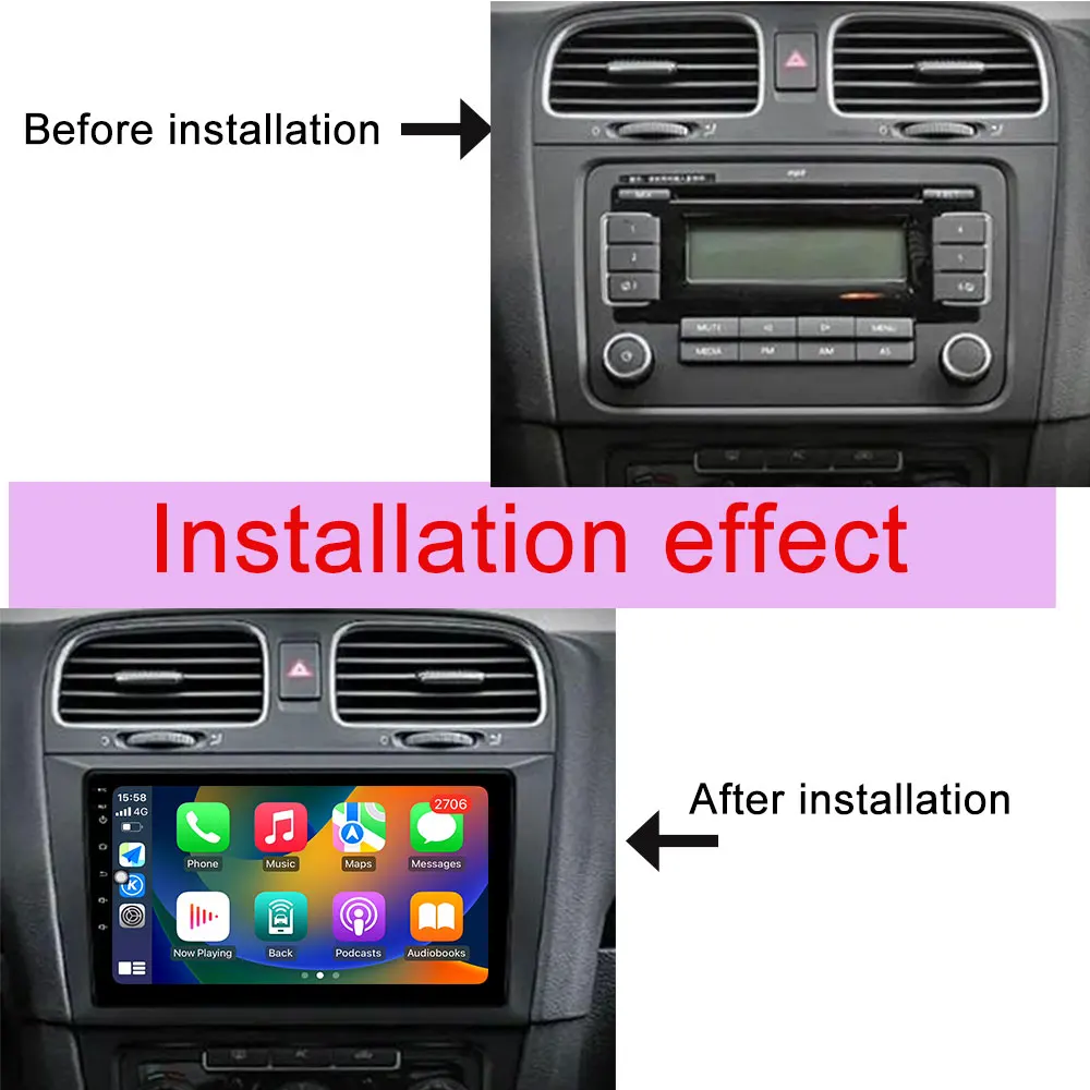 Wireless Carplay for VW Volkswagen Golf 6 2010 - 2013 Car Radio Video Multimedia Player Split Screen GPS Navi DSP Stereo WiFi BT