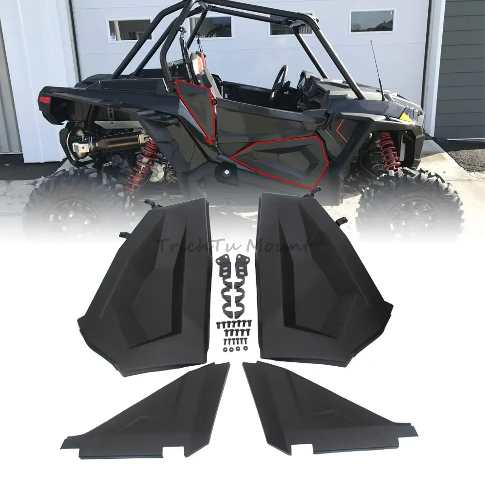Front Lower Door Panels Insert With Metal Frame Matte Black For Polaris RZR XP 1000/Turbo/S1000/900/Trail S 2014-2023