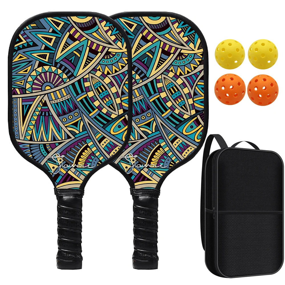 

2PCS Pickleball Paddle Set with 4 Balls and Bag Fiberglass Rackets Honeycomb Core Anti-Slip Grip Outdoor Sports