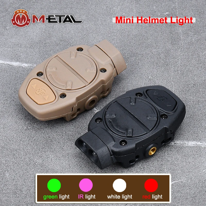 WADSN Tactical Mini Helmet Light MPLS Helmet Rail Switch Light Wargame Survival Light Red Green Blue Color IR Signal Flashlight