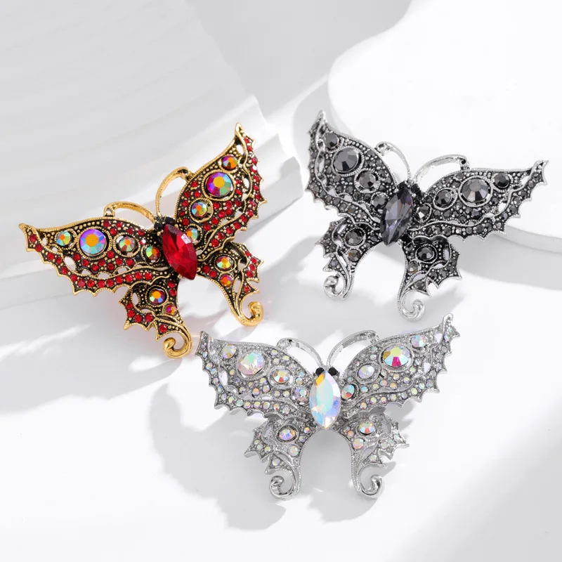 New vintage rhinestone animal insect chest shiny crystal butterfly angel pin fashion accessories holiday gifts