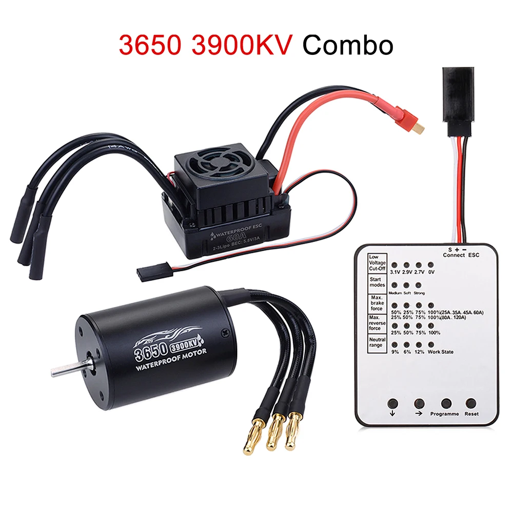 Nieuwe Waterdichte 3650 2300KV 3100KV 3900KV Borstelloze Motor 60A ESC voor Tamiya Traxxas Slash Bandit Redcat 1/10 RC Auto Truck Onderdelen