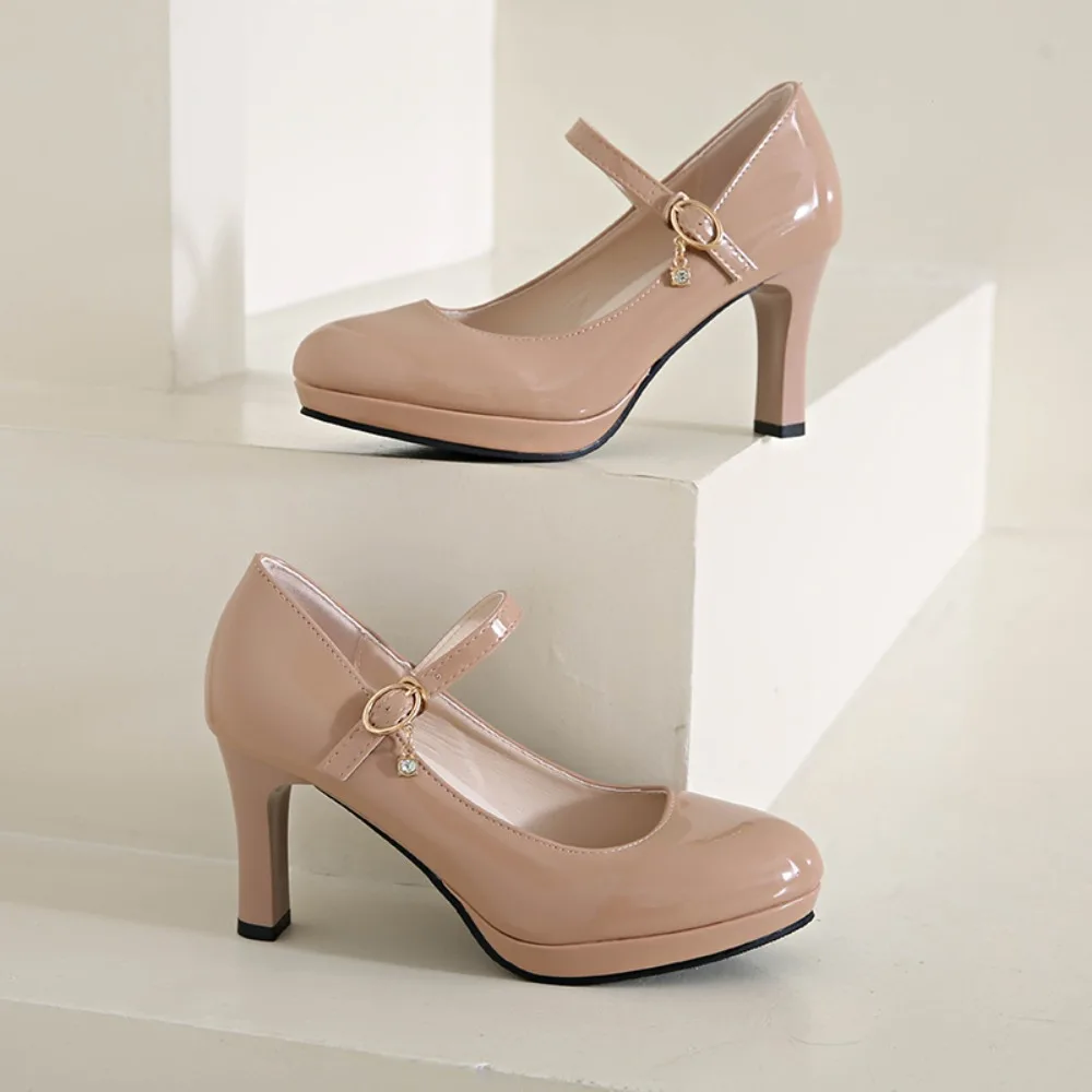 2025, schwarze High Heels für Damen, Frühlings-Freizeitschuhe, Damen-High-Heels, einfarbig, Keilschuhe, Übergröße, High Heels, Größe 34–42 – Detail 3