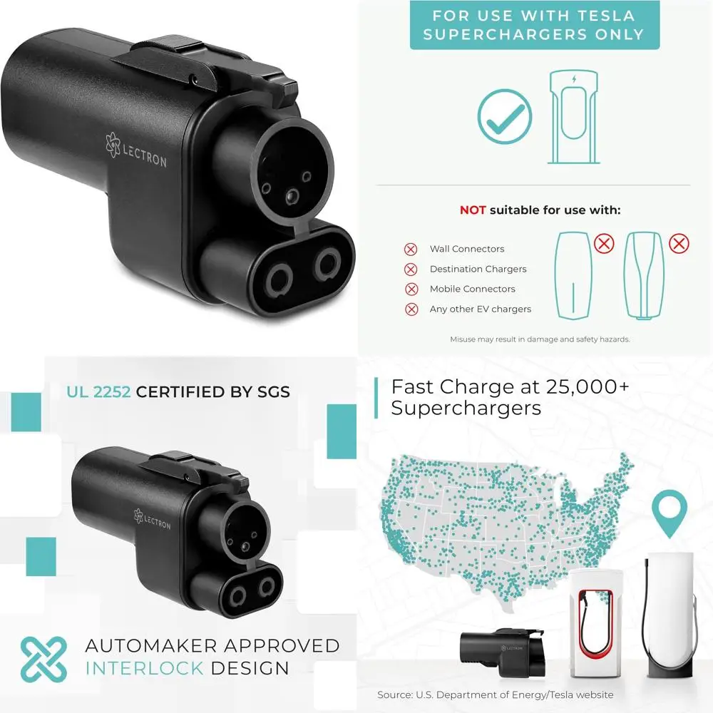 

Адаптер электромобиля NACS-CCS с блокировкой — (500 А/1,000 В) — совместим с нагнетательными устройствами Tesla — быстрая зарядка для электромобилей CCS1