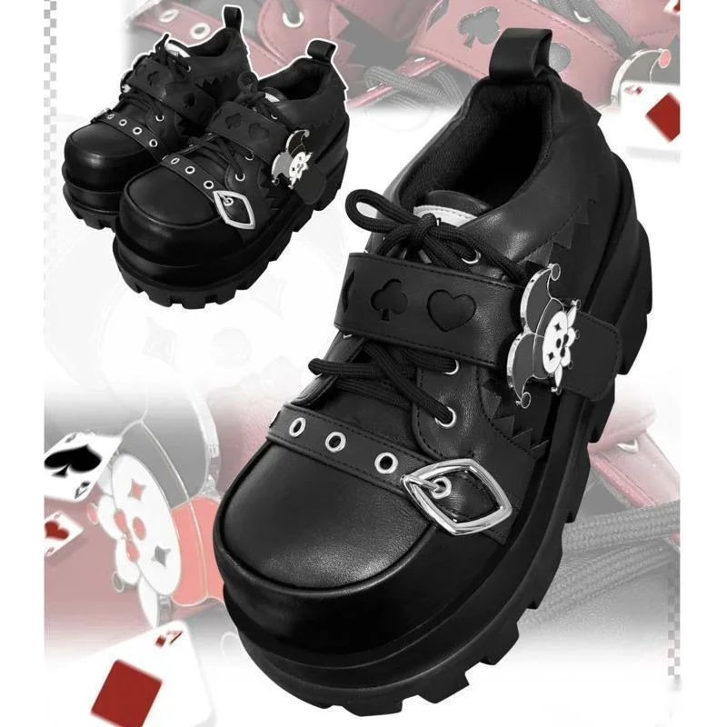 JK Cake Shoes Japan Lolita Denim Kawaii Punk  Landmine High Heels Thick Soled Girl Sponge Shoes Increase Height 5-8cm Cake Shoes