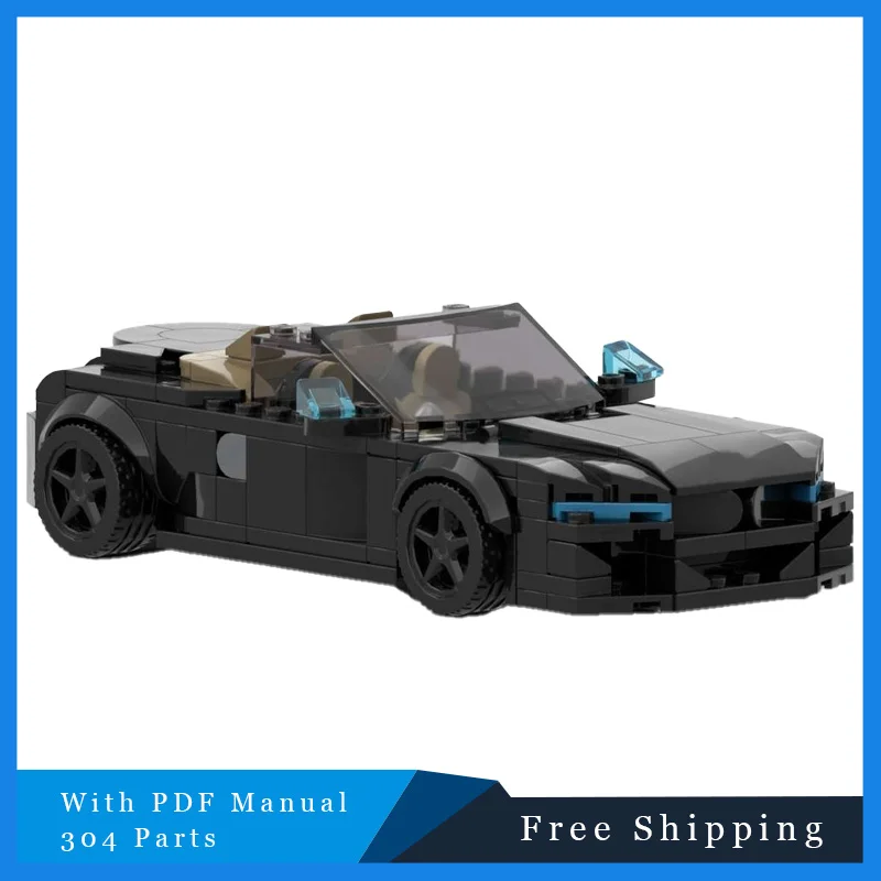 

304 шт. MOC Black Racing Series Street Convertible Sports Car Speed ​ ​ Модель строительного блока DIY сборка детский игрушечный набор отличный подарок