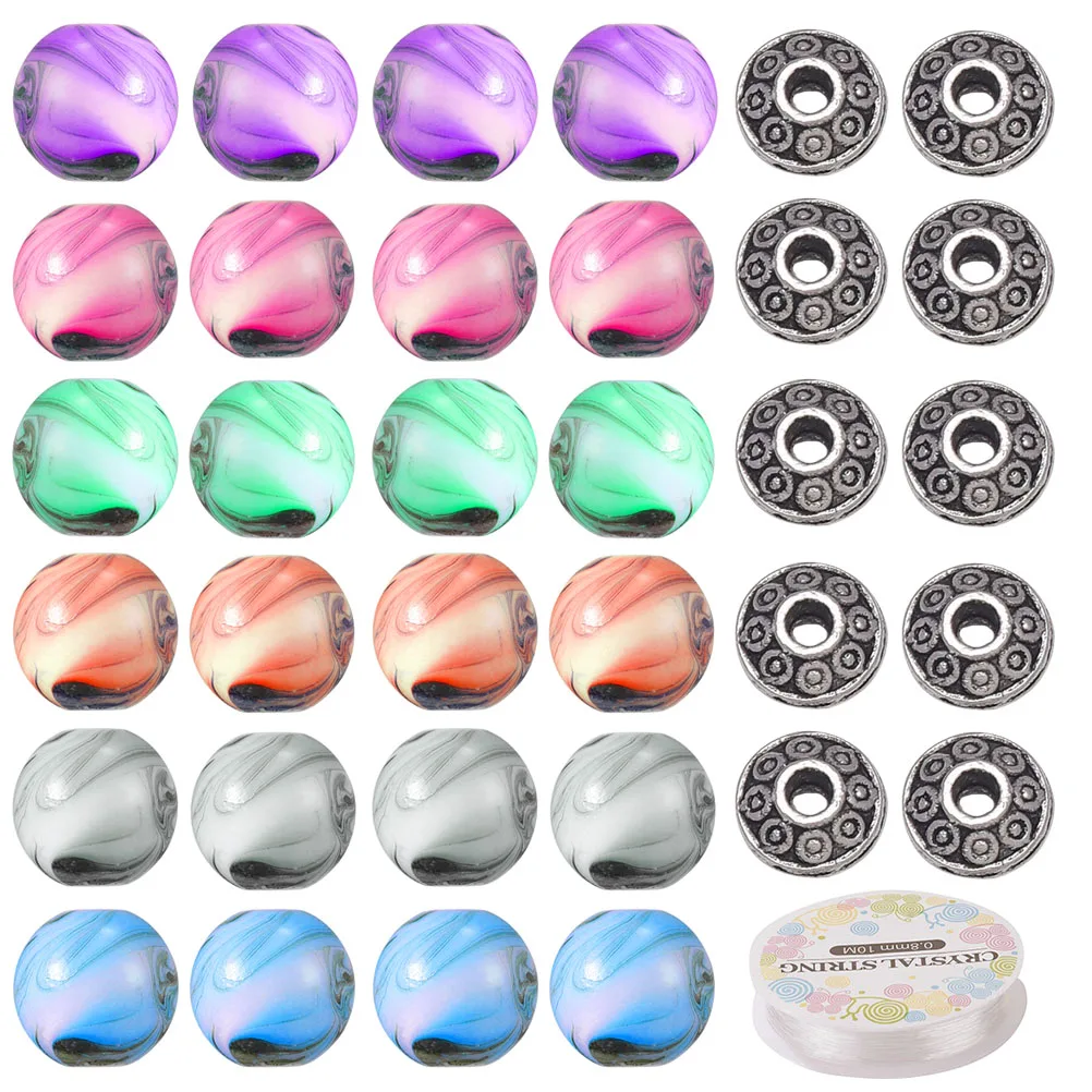 

1 Set Necklace Diy Acrylic Bracelet Jewelry Making Round Alloy Spacer Beads For Diy Crafts Hair Accessories Loose Beads Gift