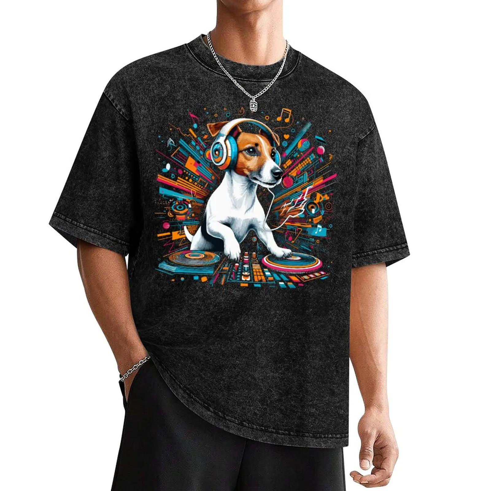 

Jack Russell Terrier DJ Music Gift T-Shirt anime T-shirts oversize mens t shirt graphic