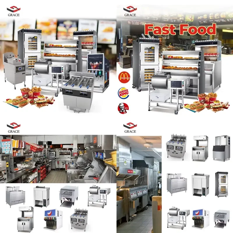2026 GRACE Complete Commercial Fast Food Equipment Package Including Fryer Griller Griddle for Startup Restaurant