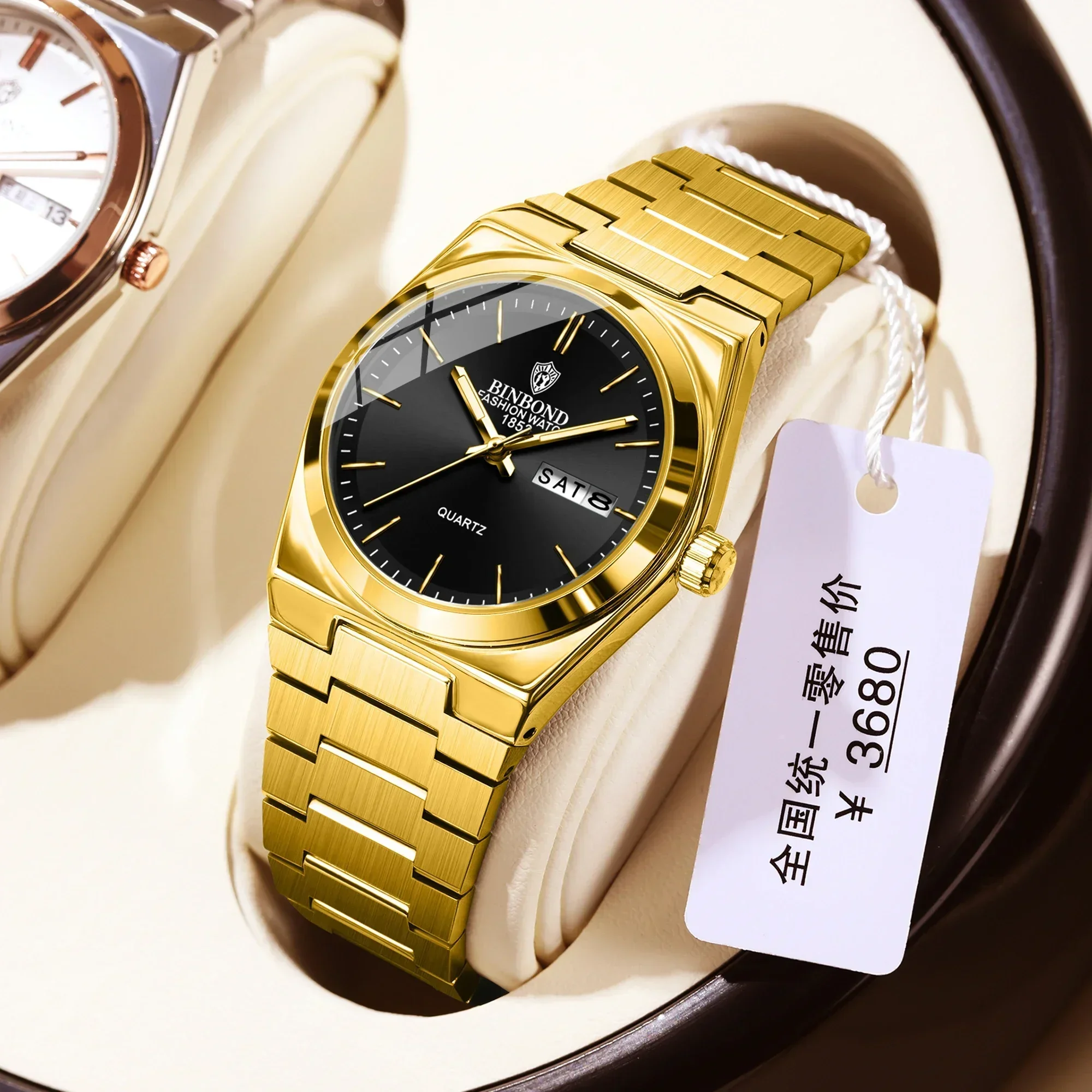BINBOND 103 Business Women's Quartz Watch Waterproof Double Calendar Night Light Non Mechanical Ultra Thin Women's Quartz Watch