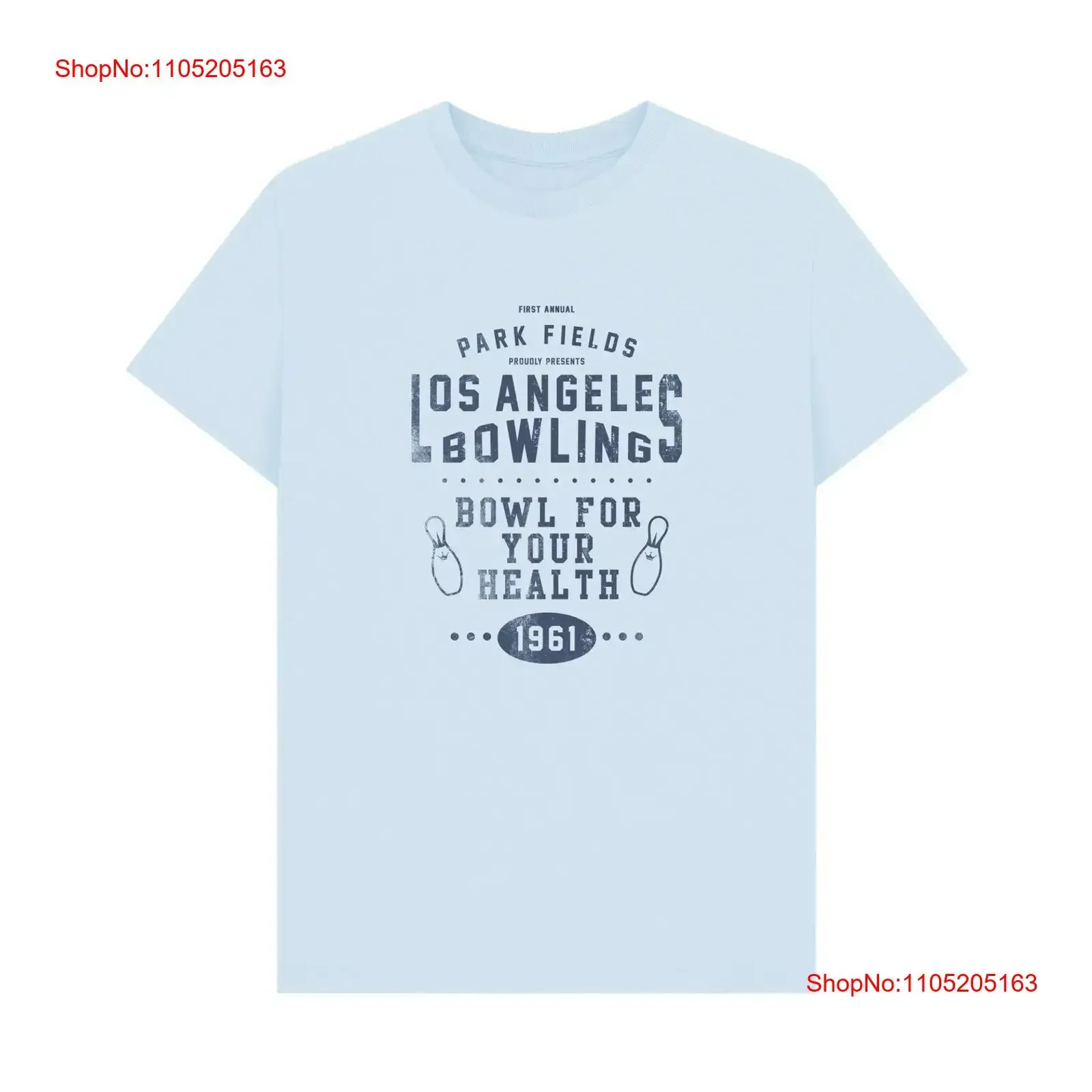 

ПРЕМИУМ ОФИЦИАЛЬНАЯ Футболка Park Fields Los Angeles для боулинга для здоровья Голубая футболка винтажная стираная слегка универсальная графика