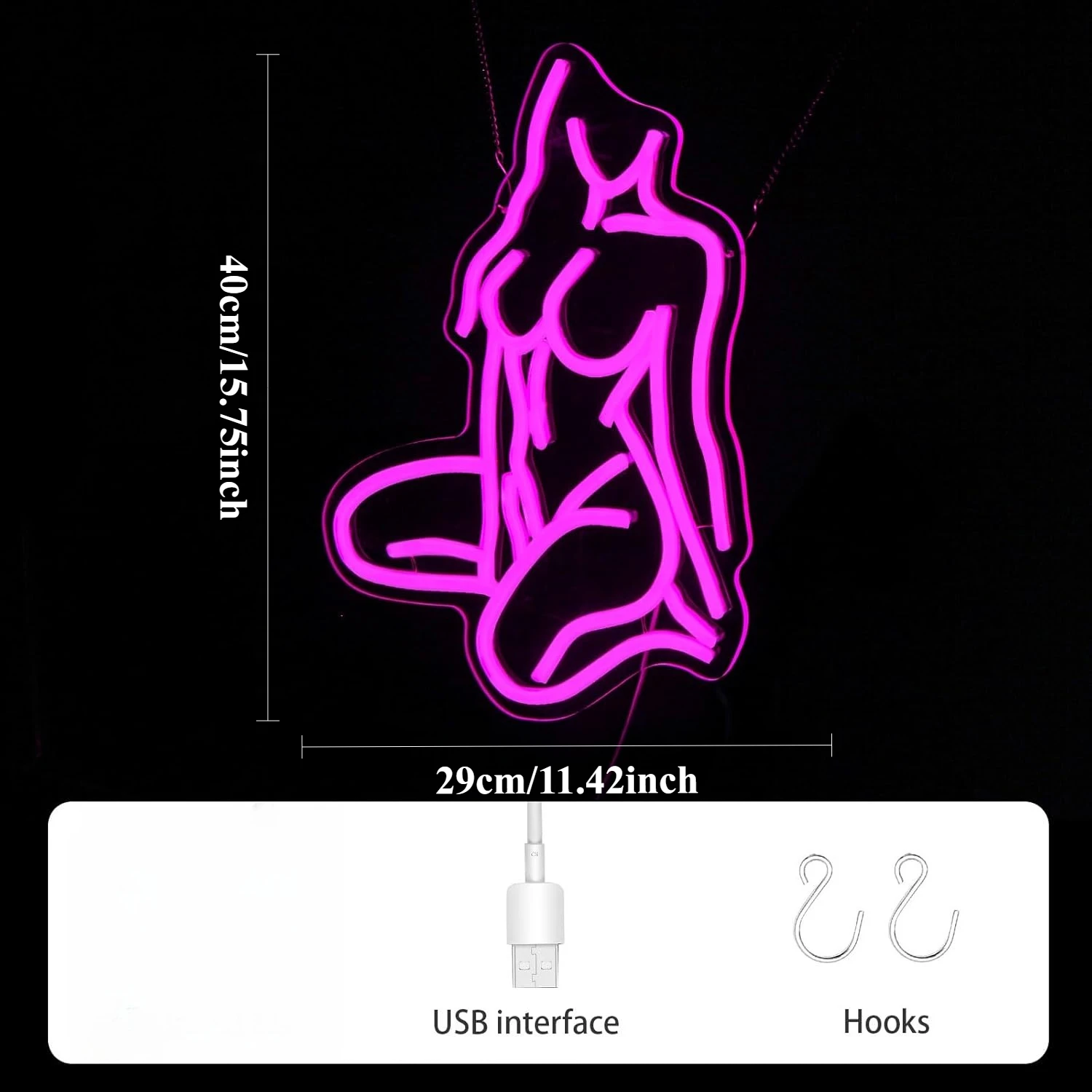 Elegant Female Neon Sign Pink LED Neon Light for Bedroom Living Room Bar Wall Decor USB Dimmable Neon for Modern Home Decor Gift