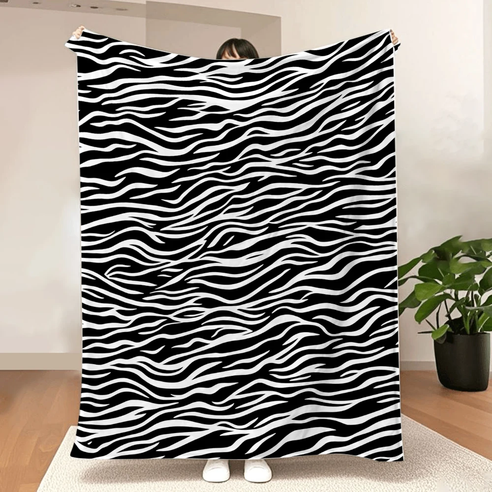 Cozy Zebra Stripes Throw Blanket-Contemporary Style,All-Season Comfort for Bed,Couch,Office&Travel-Perfect Gift,Blanket for Bed